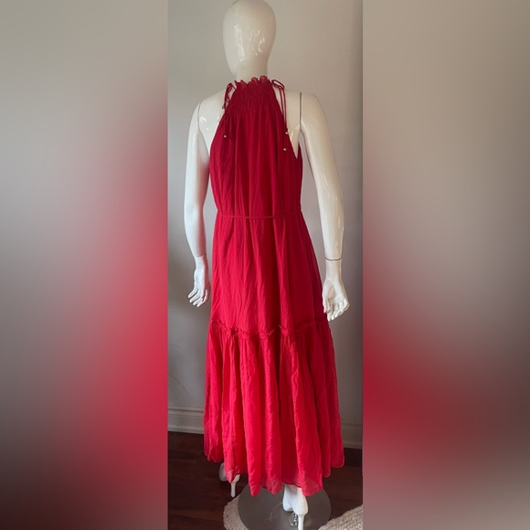 new banana republic Crinkle Maxi Dress with Silk Red Halter - Picture 7 of 9